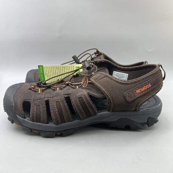 Nevados Bump Toe Sandals Waterproof Men‎ Size 10 Brown Nubuck Leather Lace Shoes - Picture 3 of 9